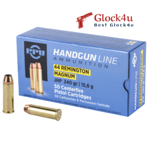 44 Magnum 240-grain JHP ammunition, jacketed hollow point rounds designed for hunting and self-defense with powerful expansion.