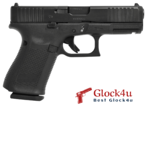 Glock 19 Gen5 MOS 9mm pistol, compact model with Modular Optic System, side view